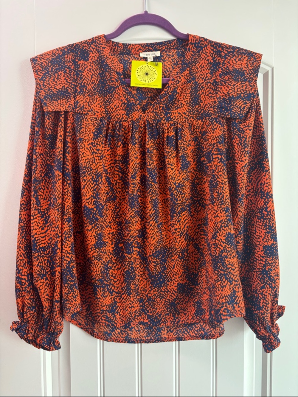ODDY Orange & Navy Speckled Peasant Blouse